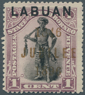 05196 Labuan: 1896 'Jubilee' 1c. Black & Mauve, Perf 13½-14, Variety "Overprint In Orange", Fine Unused Wi - Sonstige & Ohne Zuordnung