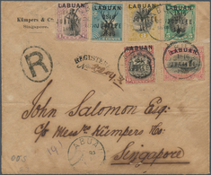 05200 Labuan: 1896 Jubilee Complete Set On Registered Cover To Singapore, Cancelled "LABUAN/DE 19/1896" Cd - Other & Unclassified