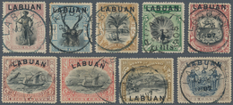 05203 Labuan: 1897, Pictorial Definitives Colour Changes Complete Set Of Nine Fine Used With Labuan Cds., - Other & Unclassified