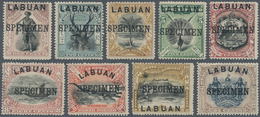 05204 Labuan: 1897, Pictorial Definitives Colour Changes Complete Set Of Nine With SPECIMEN Opt., Mint Hin - Autres & Non Classés