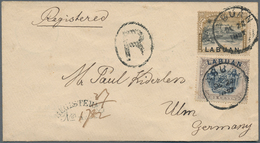 05206 Labuan: 1897, 18 C Black And Olive-bistre Together With 24 C Blue And Lilac-brown, Mixed Franking On - Other & Unclassified