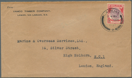 05232 Labuan: 1937 Commercial Cover From Labuan To London Franked By Straits Settlements 1936 KGV. 25c. Pu - Altri & Non Classificati