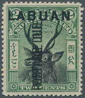05252 Labuan - Portomarken: 1901 Postage Due 2c. Black & Green, Perf 13½-14, Variety "Surcharge Double", M - Nordborneo (...-1963)