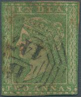 05258 Malaiische Staaten - Straits Settlements: 1854 India 2a. Green Used In Penang And Cancelled By Octag - Straits Settlements
