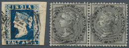 05260 Malaiische Staaten - Straits Settlements: 1854/1856: Indian Lithographed ½a. Deep Blue, Used In Sing - Straits Settlements