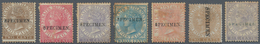 05265 Malaiische Staaten - Straits Settlements: 1867-72 Seven QV Stamps, Wmk Crown CC, Overprinted "SPECIM - Straits Settlements