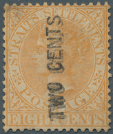 05279 Malaiische Staaten - Straits Settlements: 1883, "TWO CENTS" Overprint On 8c. Orange, Ovpt Type (e) W - Straits Settlements