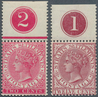 05280 Malaiische Staaten - Straits Settlements: 1883/1889, QV With Wmk. Crown CA 2c. Bright Rose And 12c. - Straits Settlements