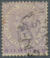 05284 Malaiische Staaten - Straits Settlements: 1884, QV 6c. Lilac With INVERTED Crown CA Wmk. Used With P - Straits Settlements