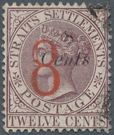 05288 Malaiische Staaten - Straits Settlements: 1884, QV 12c. Dull Purple Surcharged '8 Cents' In Black An - Straits Settlements