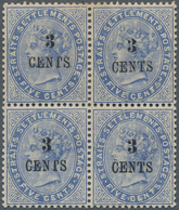 05289 Malaiische Staaten - Straits Settlements: 1885, QV 5c. Blue With Wmk. Crown CA Surcharged '3 CENTS' - Straits Settlements