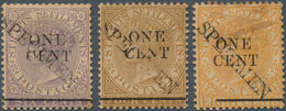 05293 Malaiische Staaten - Straits Settlements: 1892 1c. On 4c., 1c. On 6c. And 1c. On 8c. All Handstamped - Straits Settlements