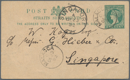 05295 Malaiische Staaten - Straits Settlements: 1892, 1 C Green QV Postal Stationery Card, Sent From MALAC - Straits Settlements