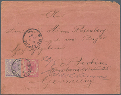 05301 Malaiische Staaten - Straits Settlements: 1895 Cover From Singapore To Berlin, Redirected To Schlach - Straits Settlements