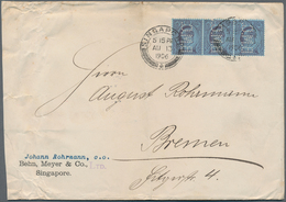 05336 Malaiische Staaten - Straits Settlements: 1906, 8 C Purple/blue KEVII, Horizontal Strip Of Three, Ea - Straits Settlements