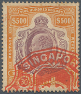 05343 Malaiische Staaten - Straits Settlements: 1906-12, KEVII. $500 Purple & Orange, Used Fiscally And Ca - Straits Settlements