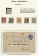 05353 Malaiische Staaten - Straits Settlements: 1909/1919, SINGAPORE PERFINS: "A. G" (Adamson, Gilfillan & - Straits Settlements