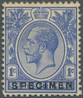 05360 Malaiische Staaten - Straits Settlements: 1912-23 KGV. 1c. Perforated Colour Trial In Blue, Overprin - Straits Settlements