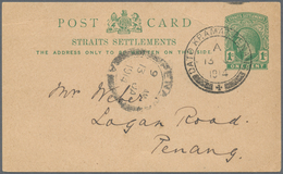 05366 Malaiische Staaten - Straits Settlements: 1914, 1 D Stationery Card Bearing DATO KRAMAT PENANG Dates - Straits Settlements