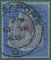 05381 Malaiische Staaten - Straits Settlements: 1923, KGV $25 Purple & Blue/blue Wmk. Mult. Script CA Fine - Straits Settlements