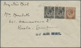 05387 Malaiische Staaten - Straits Settlements: 1926 Early Singapore-Kuala Lumpur Airmail Cover Franked KG - Straits Settlements