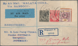 05399 Malaiische Staaten - Straits Settlements: 1931, 1 C Black, 6 C Scarlet And 30 C Purple/orange KGV, M - Straits Settlements