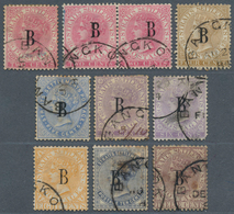 05548 Malaiische Staaten - Straits Settlements - Post In Bangkok: 1883-85 Ten QV Stamps, Wmk Crown CA, Opt - Straits Settlements