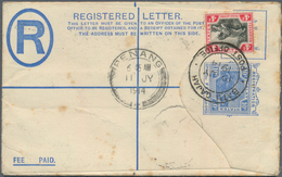 05569 Malaiischer Staatenbund: 1914, 10 C Ultramarine Tiger Registered Pse (min. Stains) Uprated With 4 C - Federated Malay States