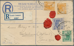 05580 Malaiischer Staatenbund: 1923 (15.11.), Registered Letter 'Tiger' 10c. Blue Uprated With Tiger 2c. G - Federated Malay States