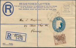 05585 Malaiischer Staatenbund: 1929, 15 C Blue "tiger In Oval" Registered Pse, Uprated With 5 C Brown From - Federated Malay States