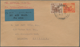 05598 Malaiischer Staatenbund: 1934 (14.4.), Tiger 35c. Scarlet On Yellow And 5c. Brown Used On Airmail Co - Federated Malay States