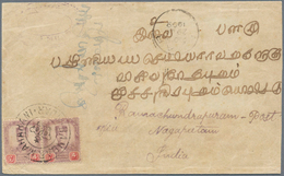 05654 Malaiische Staaten - Johor: 1909, 4c. Dull Purple/carmine, Two Copies On Cover From "BANDAR MAHARANI - Johore