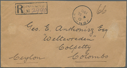 05657 Malaiische Staaten - Johor: 1911 Registered Cover From Johore Bahru To Colombo, Ceylon Franked On Th - Johore