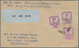 05710 Malaiische Staaten - Johor: 1931, 6 MAY, JOHORE BAHRU To Hobart, Tasmania Using 75 C Airmail Reate A - Johore