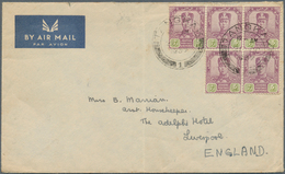 05746 Malaiische Staaten - Johor: 1937, 5 X 5 C Purple/green Multiple Franking On Airmail Cover From TANGK - Johore