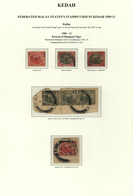 05823 Malaiische Staaten - Kedah: 1909-12 KULIM: Seven Stamps Of Fed. Malay States Used At Kulim P.O., Ked - Kedah