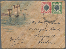 05832 Malaiische Staaten - Kedah: 1913 (20.2.), Sheaf Of Rice 1c. Black/green And 3c. Black/red Used On Co - Kedah