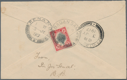 05833 Malaiische Staaten - Kedah: 1917 (2.7.), Sheaf Of Rice 3c. Black/red Used On Reverse Side Of Large C - Kedah