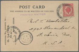 05844 Malaiische Staaten - Kedah: 1919, 4 C Rose Single Franking On Business Postcard, Tied By Double-circ - Kedah