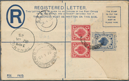 05862 Malaiische Staaten - Kedah: 1925, 10 C Blue Registered Pse Uprated With Horizontal Pair Of 4 C Carmi - Kedah