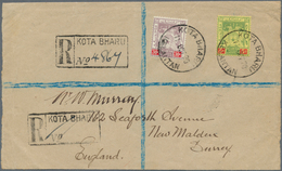 05974 Malaiische Staaten - Kelantan: 1920 (11.10.), Coat Of Arms 30c. Purple/red And 5c. Green/red On Yell - Kelantan