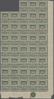 05981 Malaiische Staaten - Kelantan: 1922, Malaya Borneo Exhibition, 1c. Green, Block Of 38 From The Lower - Kelantan