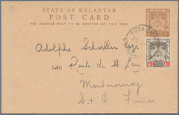 05982 Malaiische Staaten - Kelantan: 1922, Stationery Card 2c. Brown Uprated By 4c. Black/red (SG 17), Use - Kelantan