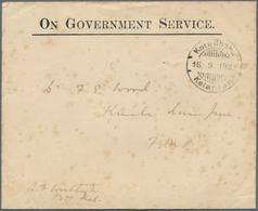 05983 Malaiische Staaten - Kelantan: 1922 (18.9.), Stampless Official 'ON GOVERNMENT SERVICE' Cover From ' - Kelantan