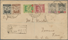 05984 Malaiische Staaten - Kelantan: 1923 (31.10.), Coat Of Arms Six Different Values On Registered Cover - Kelantan