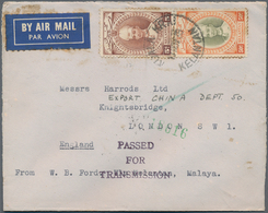 06003 Malaiische Staaten - Kelantan: 1939 (11.11.), Sultan Ismail 50c. Grey-olive/orange And 5c. Brown Use - Kelantan