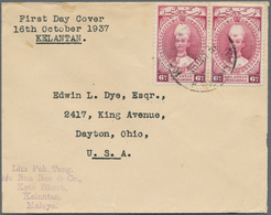 06005 Malaiische Staaten - Kelantan: 1939 (16.10.), First Day Cover Bearing Horiz. Pair Sultan Ismail 6c. - Kelantan