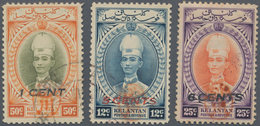 06010 Malaiische Staaten - Kelantan: Japanese Occupation, 1942, Sunagawa Seal 1 C./50 C., 5 C./12 C. And 6 - Kelantan