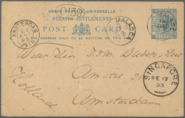 06036 Malaiische Staaten - Malakka: 1891 Postal Stationery Card 2c. On 3c. Blue Of Straits Settlements Use - Malacca