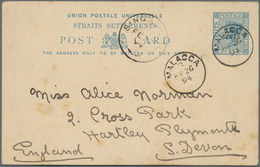 06038 Malaiische Staaten - Malakka: 1894 (26.2.), Straits Settlements Stat. Postcard QV. 3c. Blue Surch. ' - Malacca